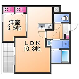 岸和田市大町3丁目アパート 1LDKの間取図画像