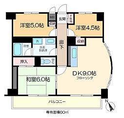 レピドール福田1 3DKの間取図画像