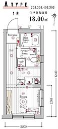 MAXIVbasic大鳥居 ワンルームの間取図画像