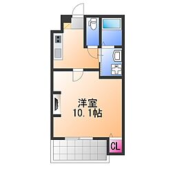 ジーイー・トワ 1Kの間取図画像