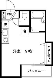 クラッス大和町 3階ワンルームの間取り
