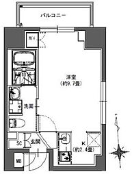 ラ・ドゥセール東神田 6階ワンルームの間取り