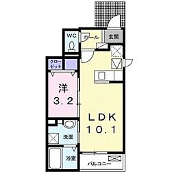 エレガンシアV 1階1LDKの間取り