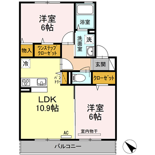 アンソレイエ 202｜神奈川県横浜市青葉区恩田町(賃貸アパート2LDK・2階・53.38㎡)の写真 その2