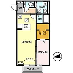 JR紀勢本線 宮前駅 徒歩30分の賃貸アパート 1階1LDKの間取り