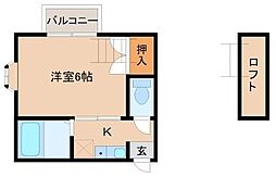 ラ・メゾン 2階1Kの間取り
