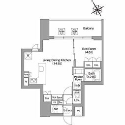 台東区蔵前4丁目マンション 1LDKの間取図画像