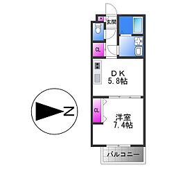 Ｔ−Ｆｏｒｅｓｔ　Ｂ 2階1DKの間取り