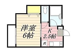 クレールハイツ 1階1Kの間取り