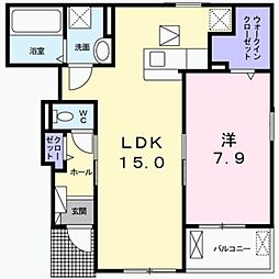ヒューゲルハイム2 1LDKの間取図画像
