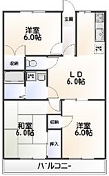レジデンス富士 3DKの間取図画像