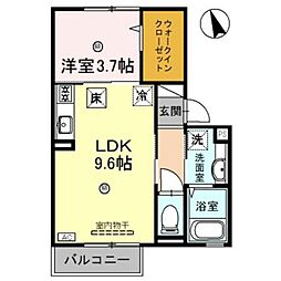 JR紀勢本線 黒江駅 徒歩30分の賃貸アパート 1階1LDKの間取り