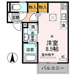 D-room塩屋 1階ワンルームの間取り