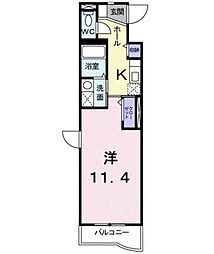 ドゥーメゾン 1Kの間取図画像