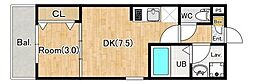 ジーメゾン千葉村田町ヴィエラ 1DKの間取図画像