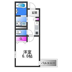 グラシアスコート荒本 1Kの間取図画像