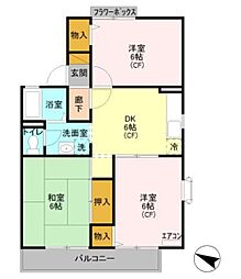 グランディール富士3 3DKの間取図画像
