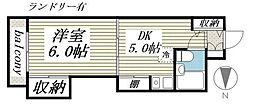 ブルーリーフ・K 1DKの間取図画像