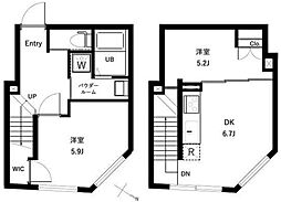 オーキッドレジデンス代々木 地下1階2DKの間取り