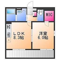 サンハイツミヤ 1LDKの間取図画像