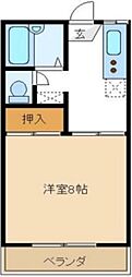 ファミーユベル 2階1Kの間取り