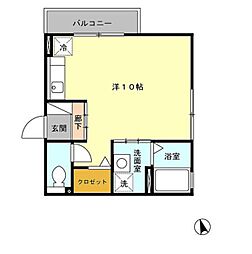 ベローナモレ 1階ワンルームの間取り