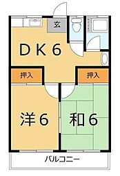 ハイツ竹沢 2階2DKの間取り