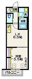 シャンテ　ボヌール 2階1DKの間取り