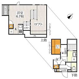 ＣＢ箱崎フレーシア 1階1Kの間取り