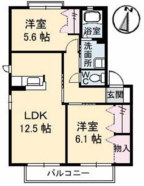 ロイヤル　フェルティ　Ｂ棟 B0202｜香川県高松市木太町(賃貸アパート2LDK・2階・57.07㎡)の写真 その2