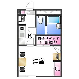 JR紀勢本線 宮前駅 徒歩35分の賃貸アパート 1階1Kの間取り