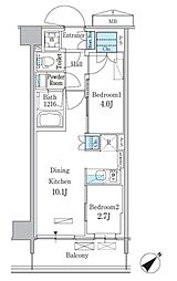 パークアクシス品川南大井パークフロント 6階2LDKの間取り