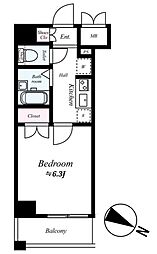コンシェリア久が原 4階1Kの間取り