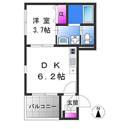 FeliceRoccoShojihigashi 1DKの間取図画像