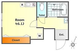 アイコート経堂 1階ワンルームの間取り
