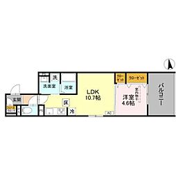 D-ROOM 丹波橋 1階1LDKの間取り