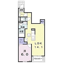 メゾン・ハーモニー 1階1LDKの間取り