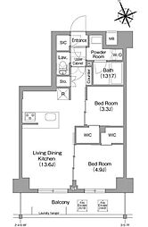 コンフォリア東葛西 4階2LDKの間取り