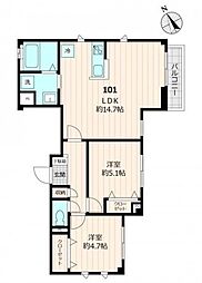 ユアメゾン上板橋 1階2LDKの間取り