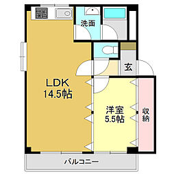 コーポ一宮2 1LDKの間取図画像