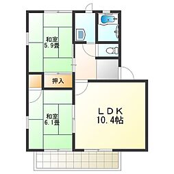 フレグランス久米田A棟 2LDKの間取図画像