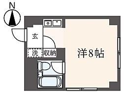 クレドール府中 ワンルームの間取図画像
