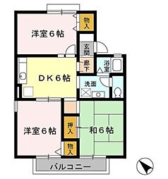 セジュール大島 Ｂ 1階3DKの間取り