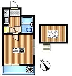 ライフピアホリディ 2階1Kの間取り