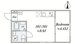 ＬＡＮＤＭＡＲＫ Ｋｉｙｏｓｕｍｉ Ｓｈｉｒａｋａｗａ 5階1LDKの間取り