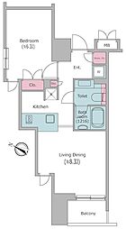 レジディア文京本駒込 3階1LDKの間取り