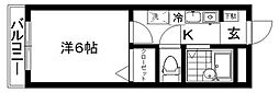 リズマルキュウ 2階1Kの間取り