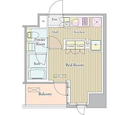ヴェルデュール高田馬場 1Kの間取図画像