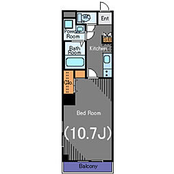 グランヴァン学芸大学 1階1Kの間取り