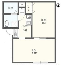春風のホワイトモカ 1LDKの間取図画像